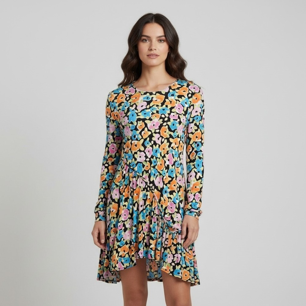 Stine Goya River Watercolor Flora Floral Jersey Mini Dress Size XS SG3550 New